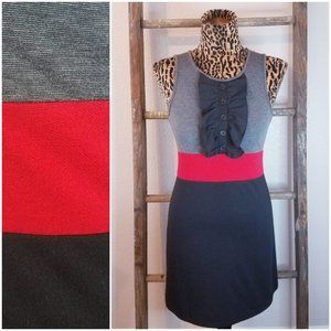 6 DEGREES Tux Ruffle Stretch Tank Dress- Sz M